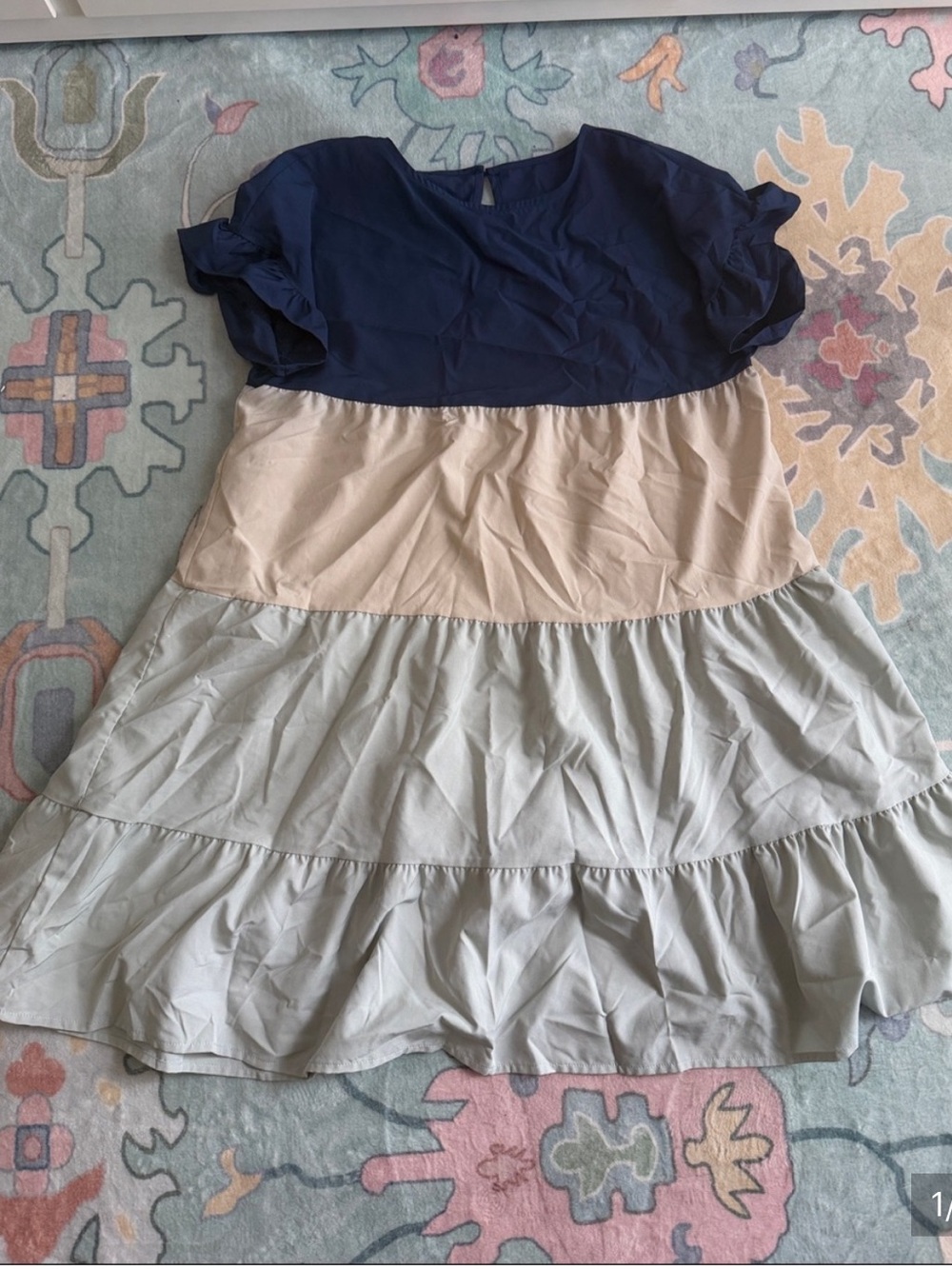 Womens oversized, Flowy Colorblocm Tiered Dress